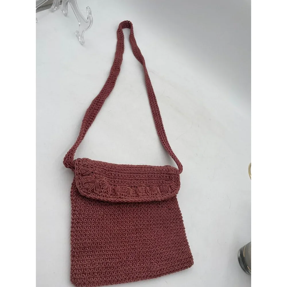 Vintage Marcus Brothers Italian Crochet Purse Magnetic Closure Adjustable Strap - Picture 7 of 8